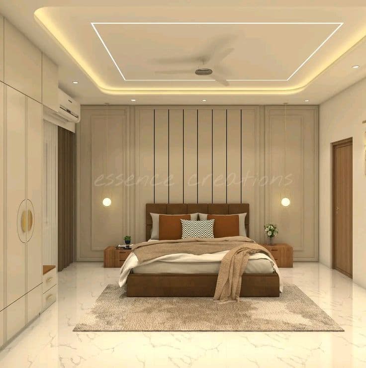 Warm Wood-Panel Bedroom