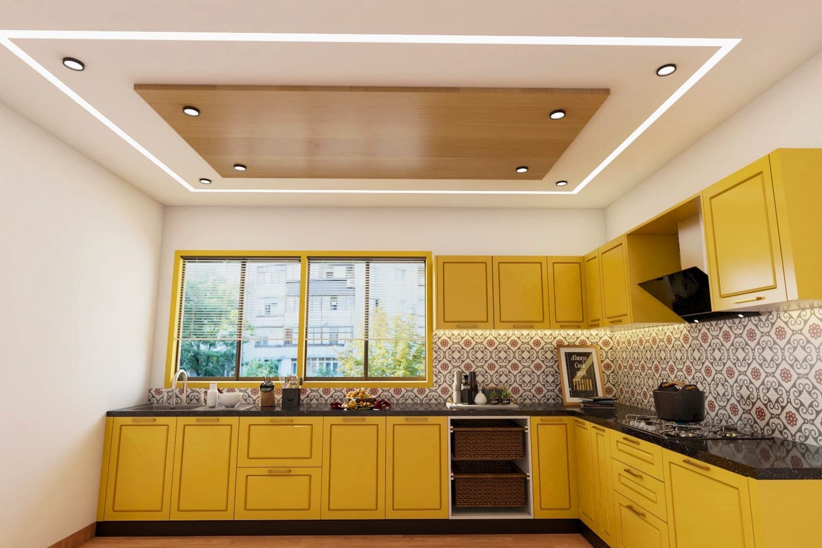 Bold Yellow Modular Kitchen